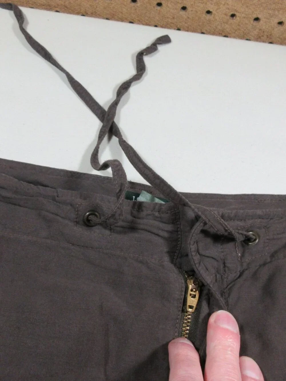 JCrew womens solid brown cargo linen silk blend knee length skirt 12